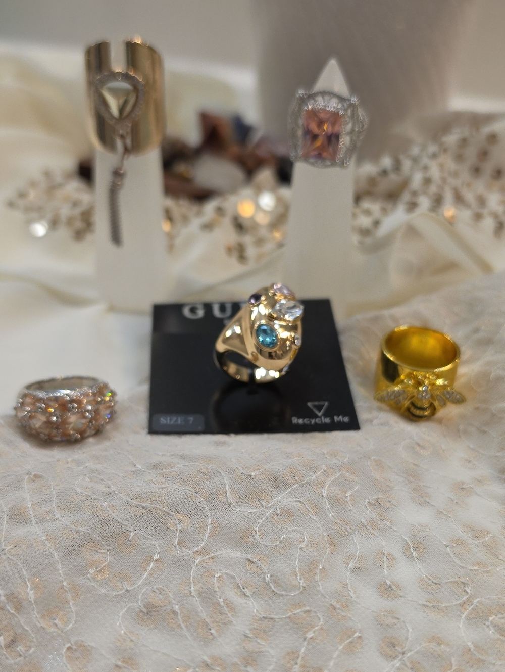Glam Ring Bundle Of 5 Gold/silvertone Rings